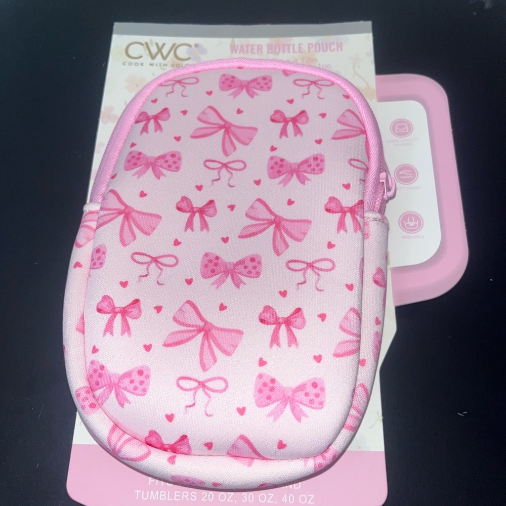 CWC Pink Bow Water Bottle Pouch